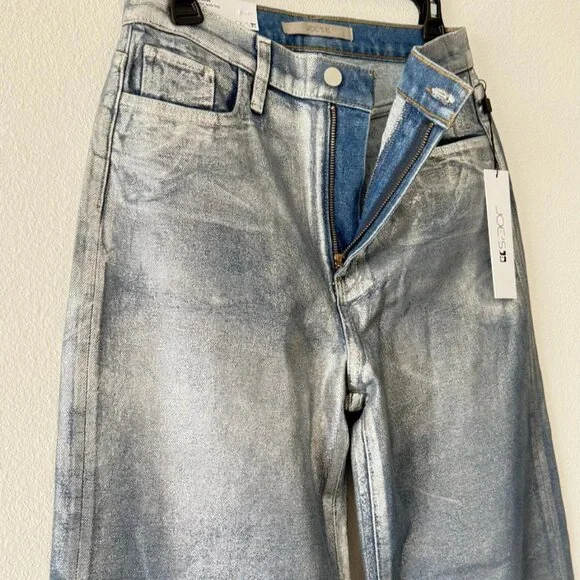 Joe's Jeans The Mia High Rise Foil Wide Leg Denim Party Indigo Metallic 28 NWT - Picture 15 of 15